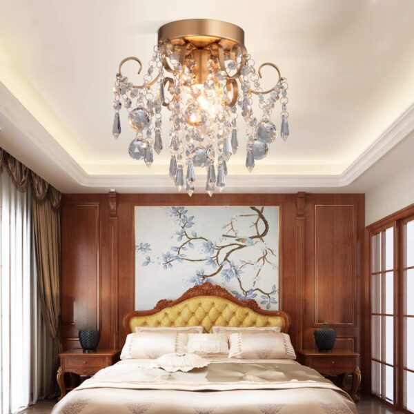 Crystal Ceiling Light with Elegant Design bedroom