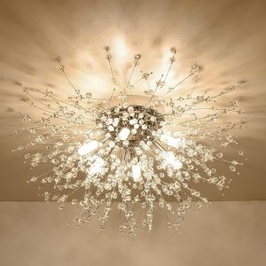 Flush Mount Light Modern Gold Crystal Design 1