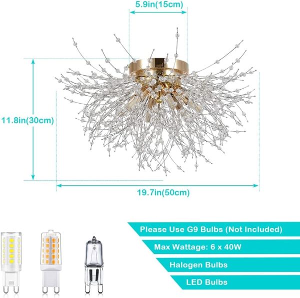 Flush Mount Light Modern Gold Crystal Design 3