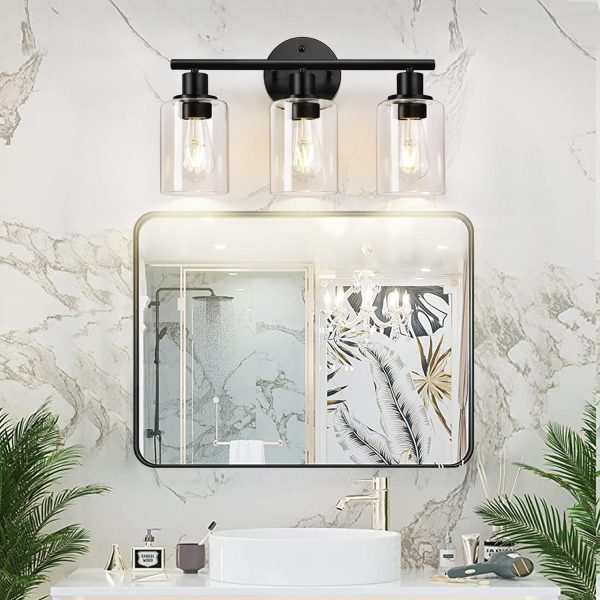 Modern Vanity Fixtures Lights with Clear Glass Shade bathroom