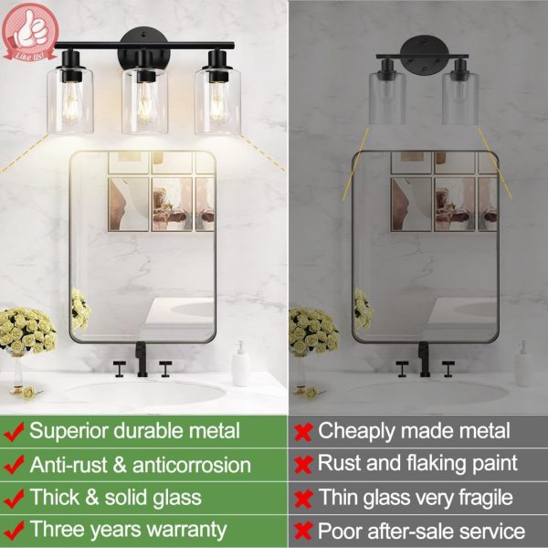 Modern Vanity Fixtures Lights with Clear Glass Shade comparison