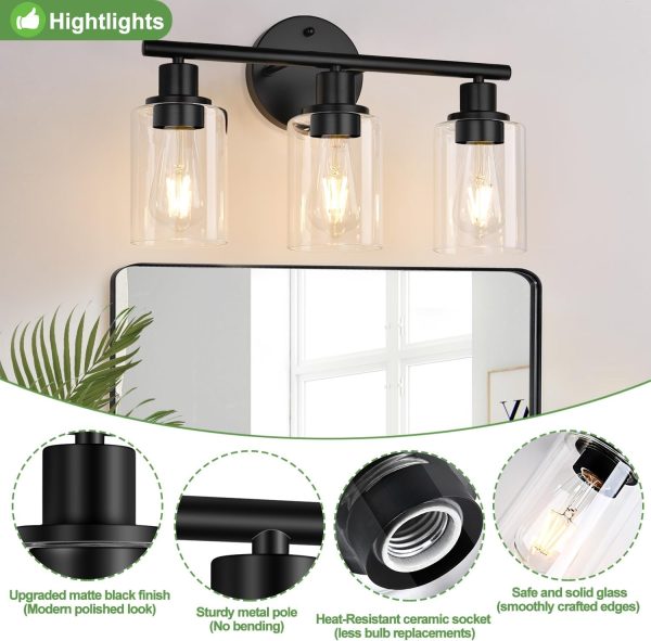 Modern Vanity Fixtures Lights with Clear Glass Shade details